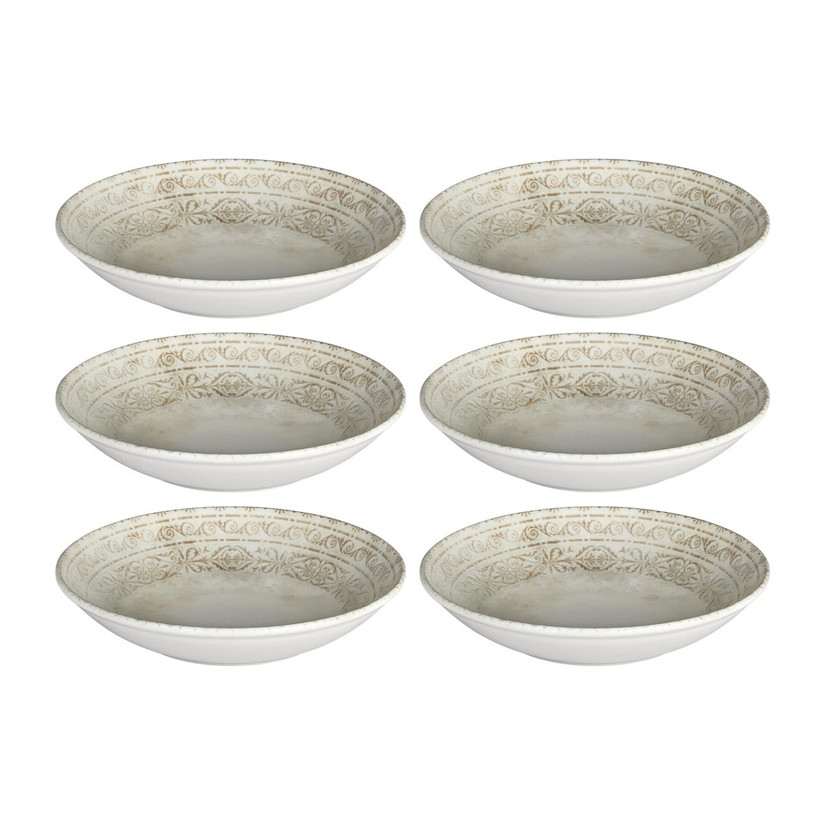 Antico dia.9" h:1.75" 34 oz. Round Brown Vitrified Deep Plate (Set of 6)