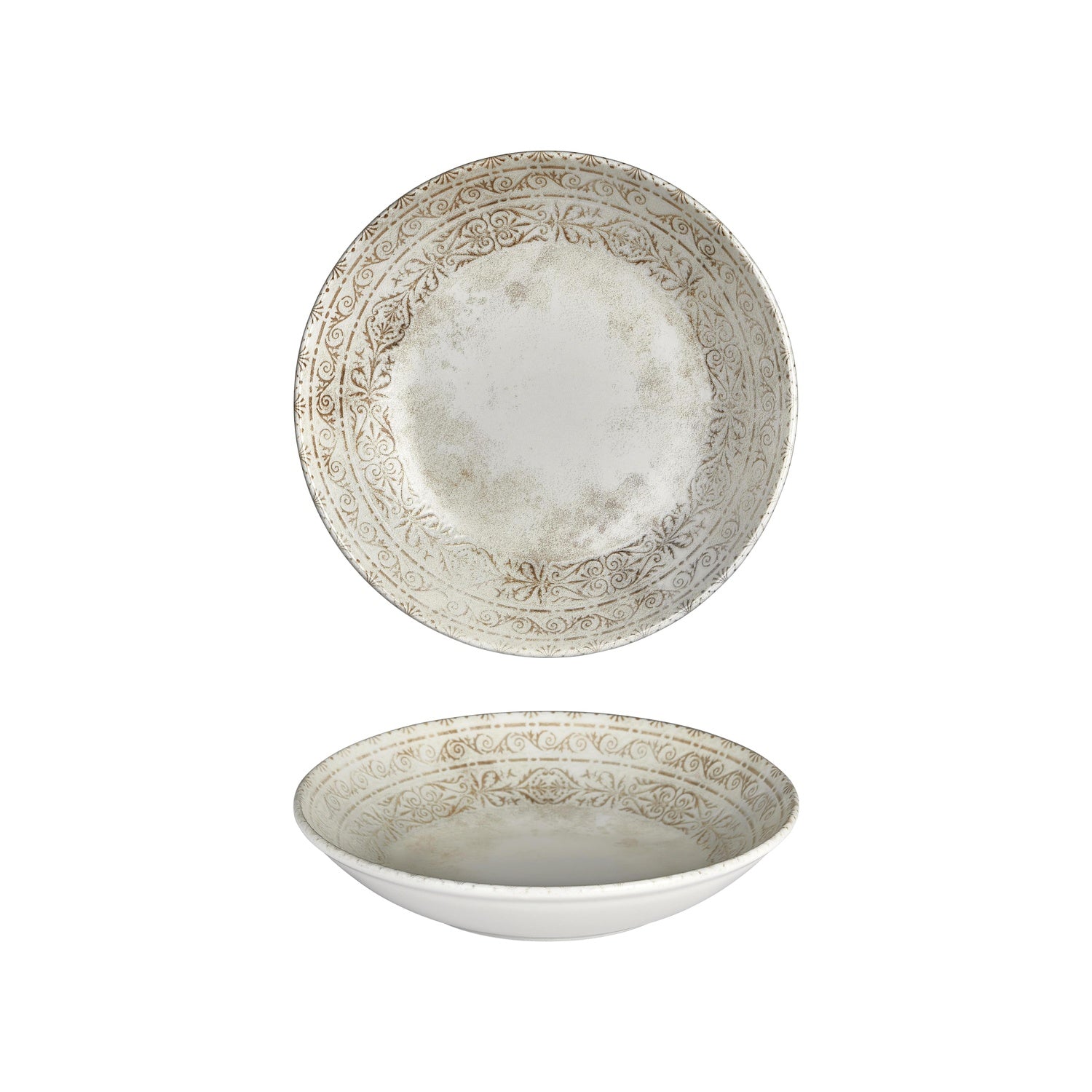 Antico dia.9.75" h:0" 44 oz. Round Brown Vitrified Deep Plate (Set of 2)