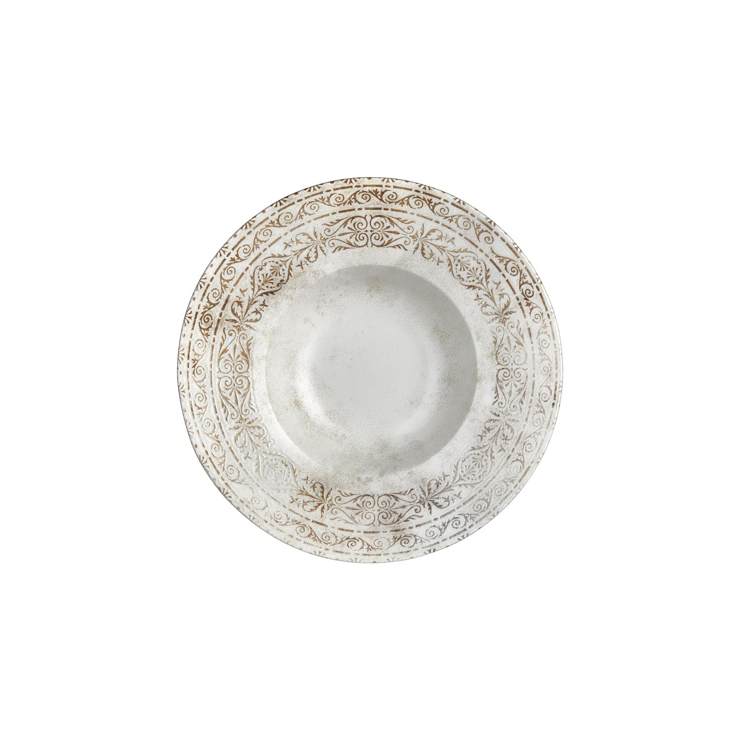 Antico dia.11" h:0" 16 oz. Round Brown Vitrified Deep Plate (Set of 2)