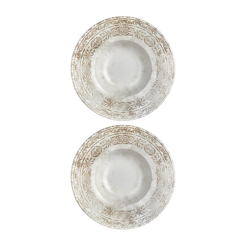 Antico dia.11" h:0" 16 oz. Round Brown Vitrified Deep Plate (Set of 2)