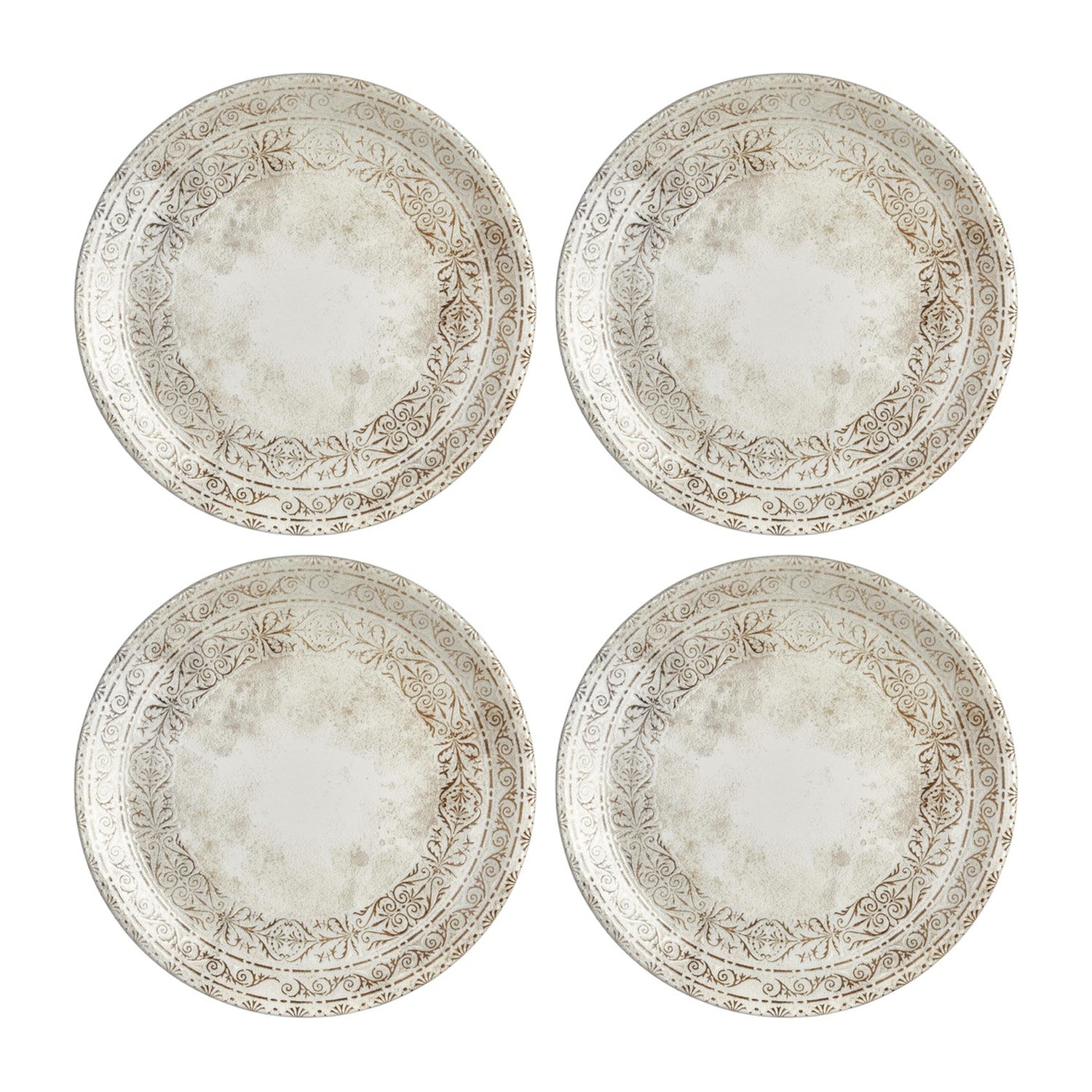Antico dia.6.75" Round Brown Vitrified Plate (Set of 4)
