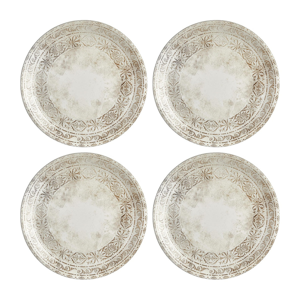 Antico dia.6.75" Round Brown Vitrified Plate (Set of 4)