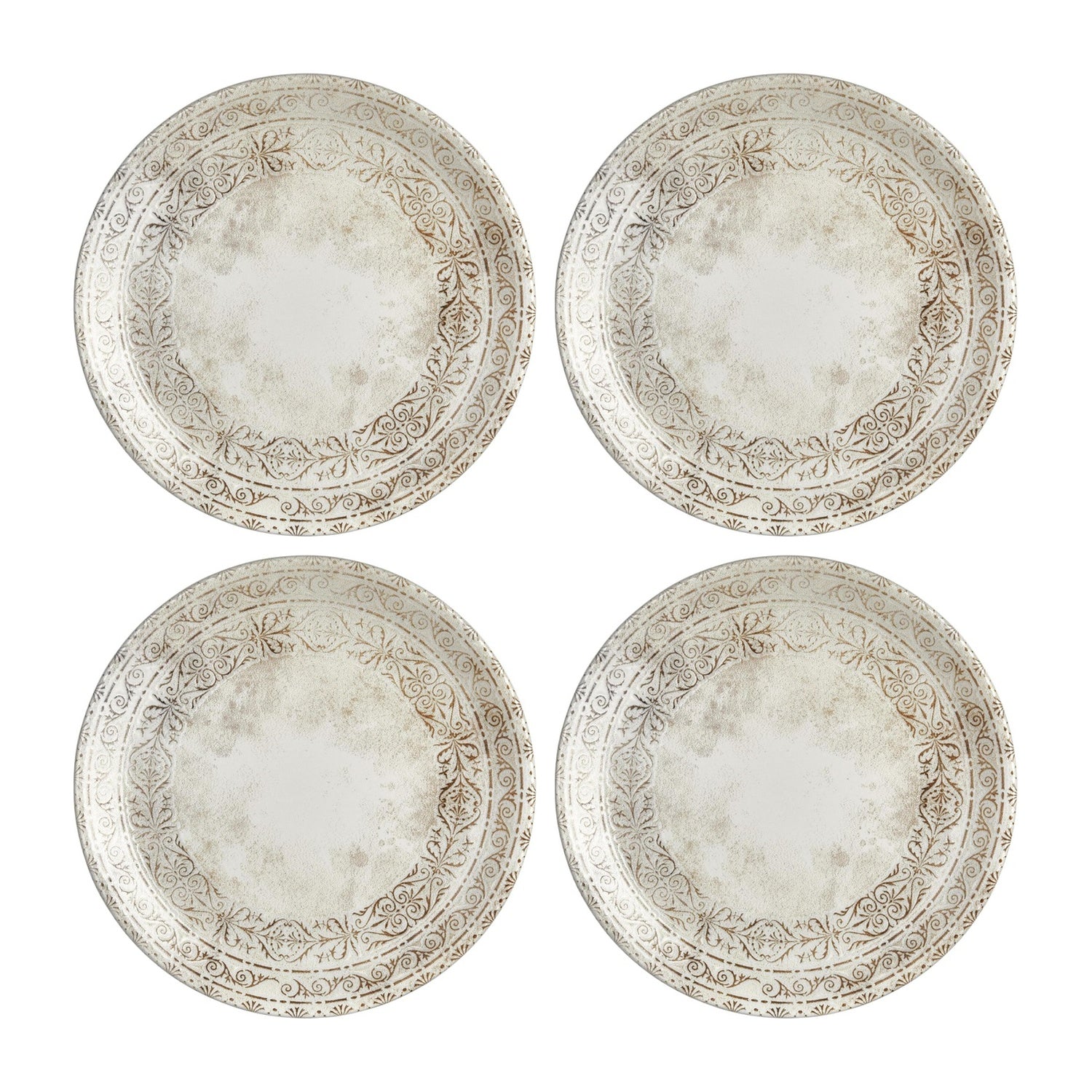 Antico dia.8.25" Round Brown Vitrified Plate (Set of 4)