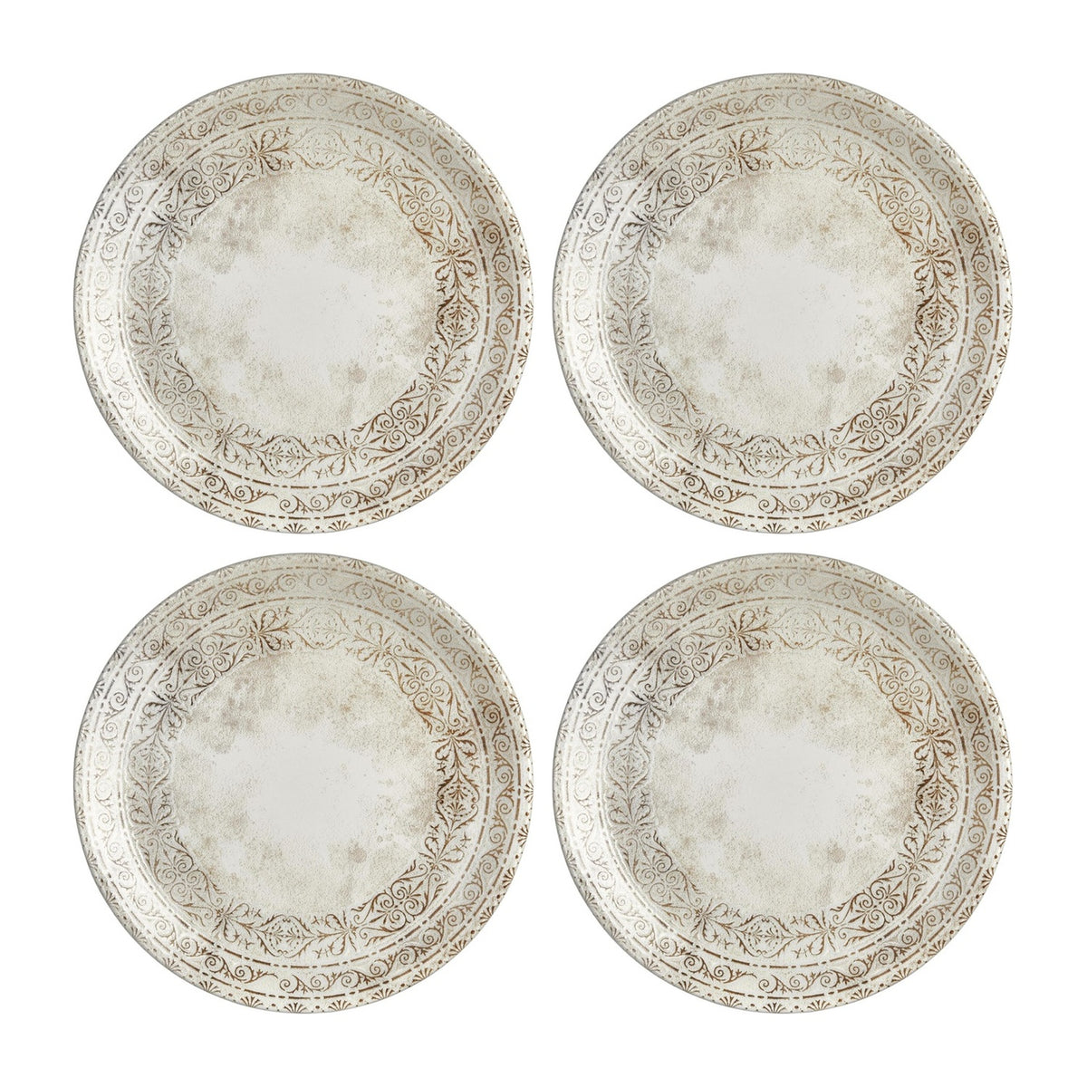 Antico dia.8.25" Round Brown Vitrified Plate (Set of 4)