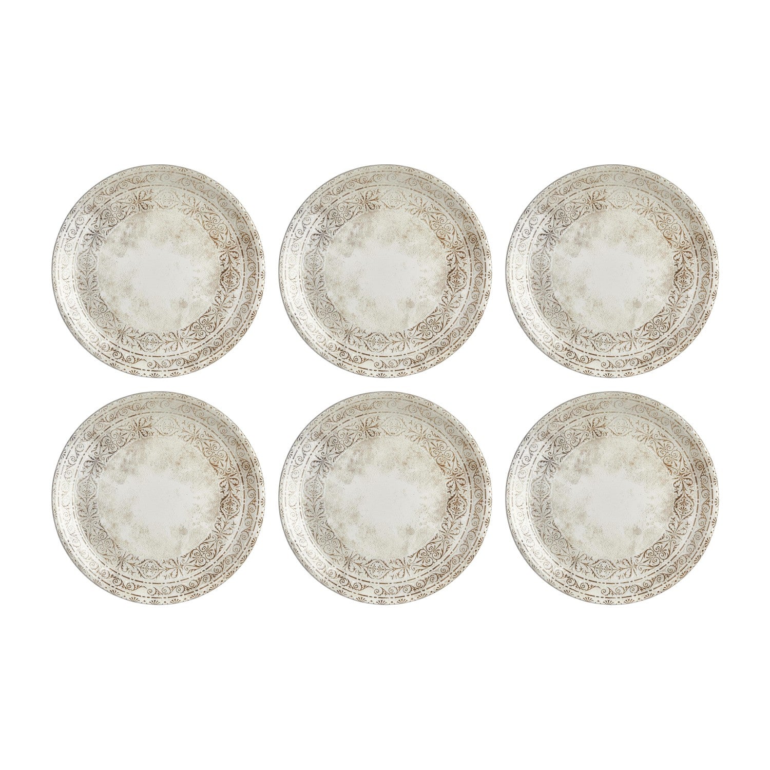 Antico dia.9.75" Round Brown Vitrified Plate (Set of 6)