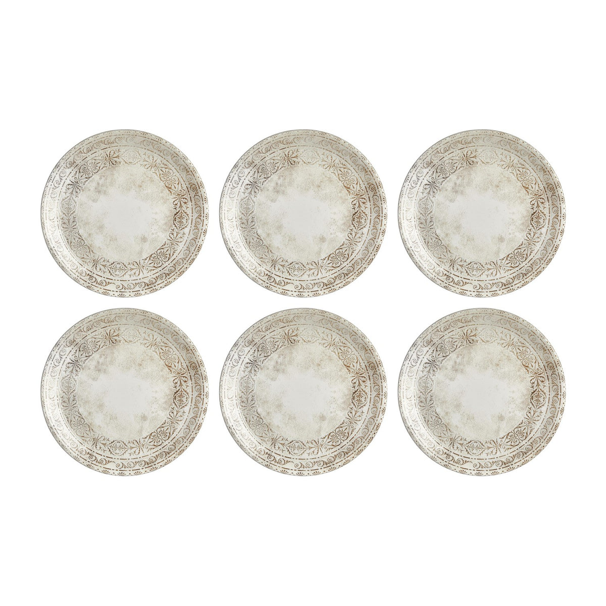 Antico dia.9.75" Round Brown Vitrified Plate (Set of 6)