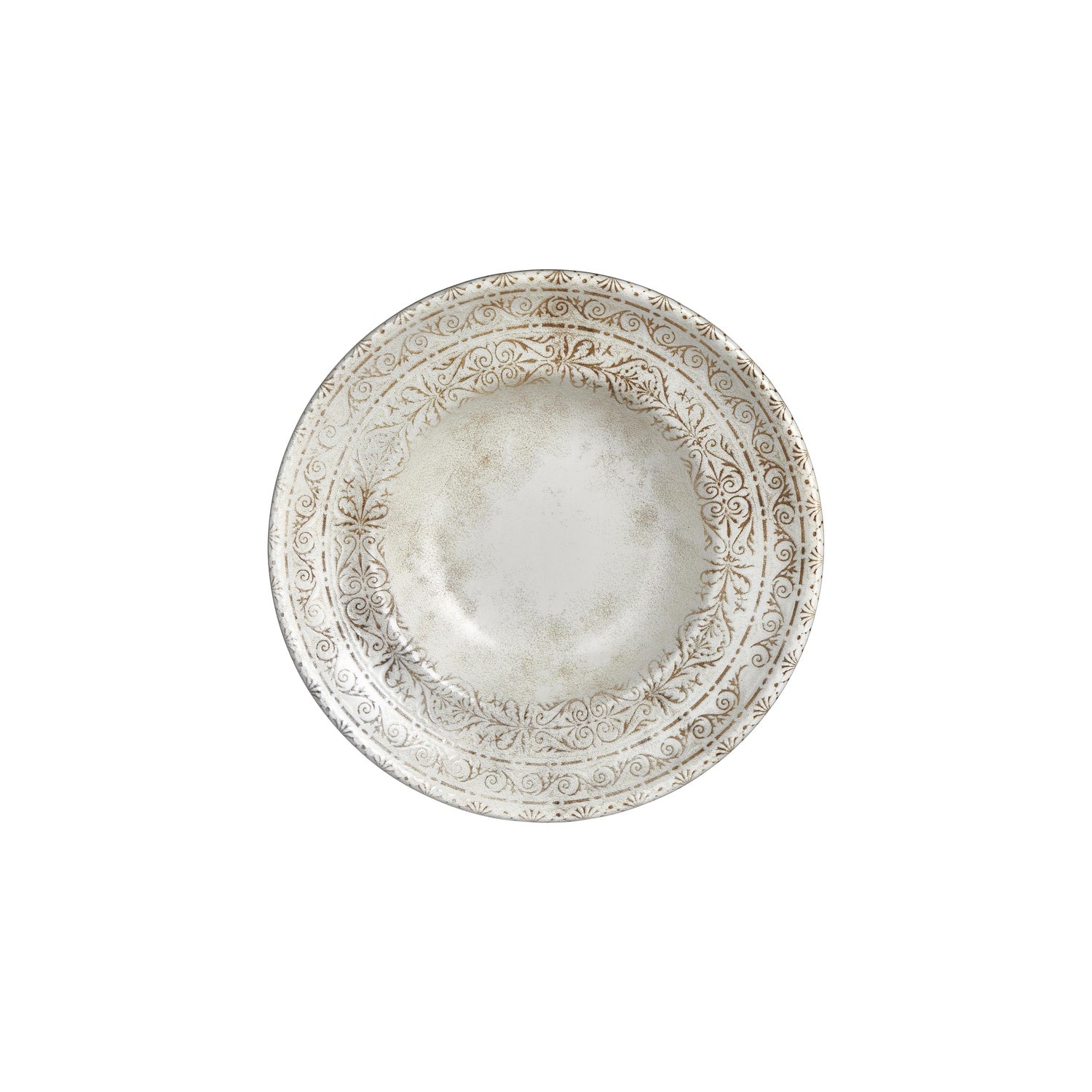 Antico dia.10.75" h:0" 17 oz. Round Brown Vitrified Deep Plate (Set of 2)