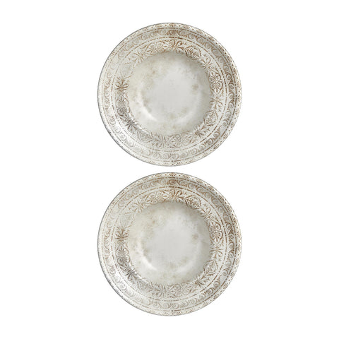 Antico dia.10.75" h:0" 17 oz. Round Brown Vitrified Deep Plate (Set of 2)