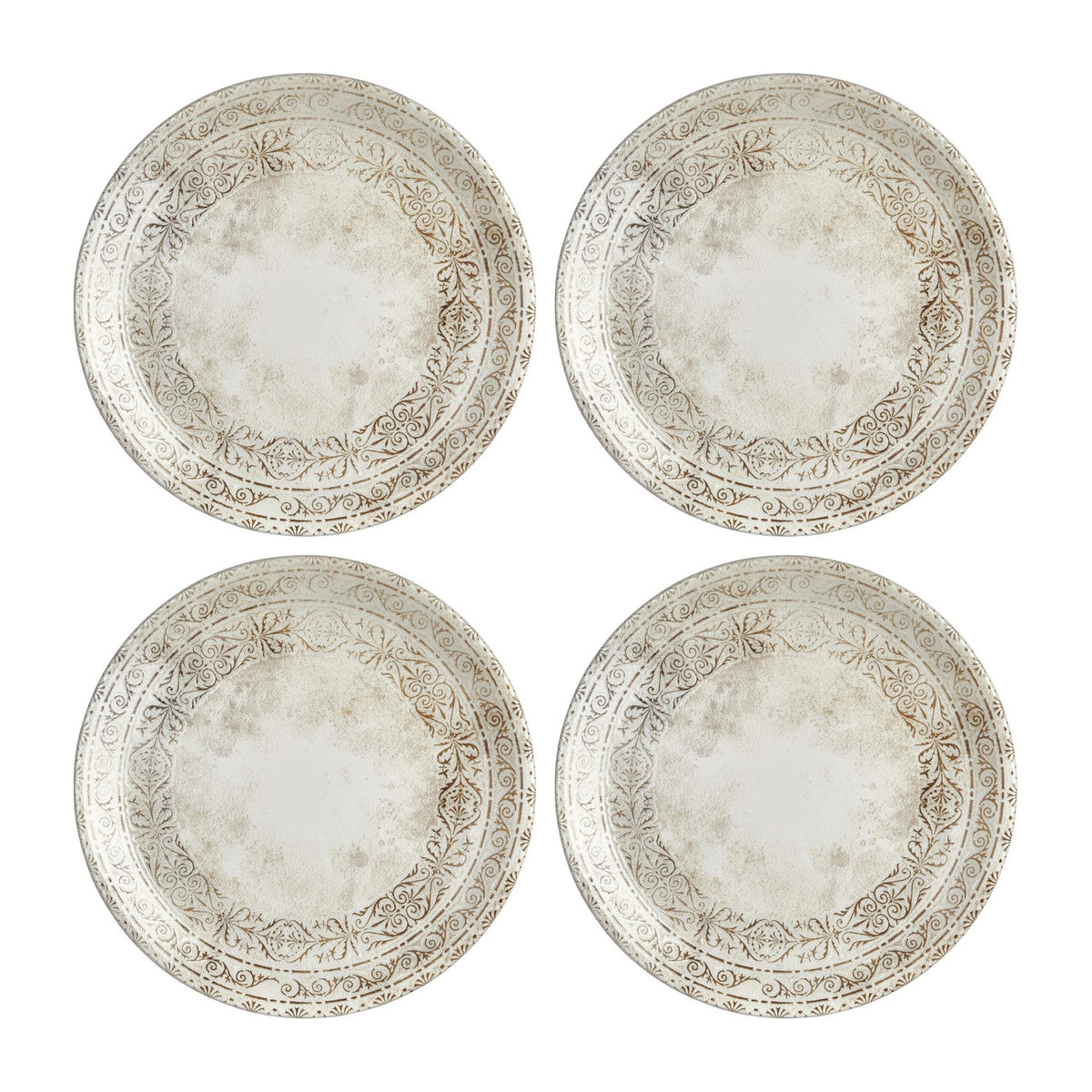 Antico dia.10.75" Round Brown Vitrified Plate (Set of 4)