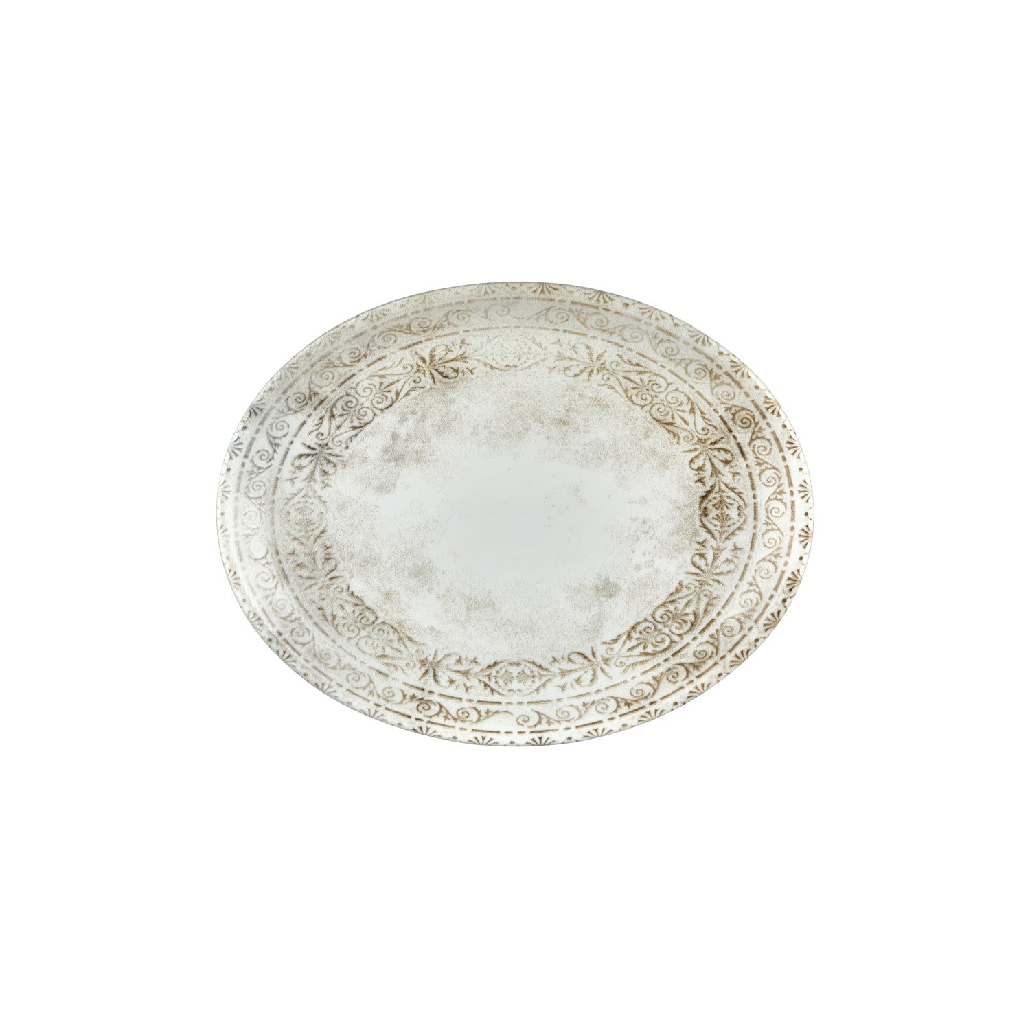 Antico 12.25" x 9.5" x h:1" Oval Brown Vitrified Platter (1 each)