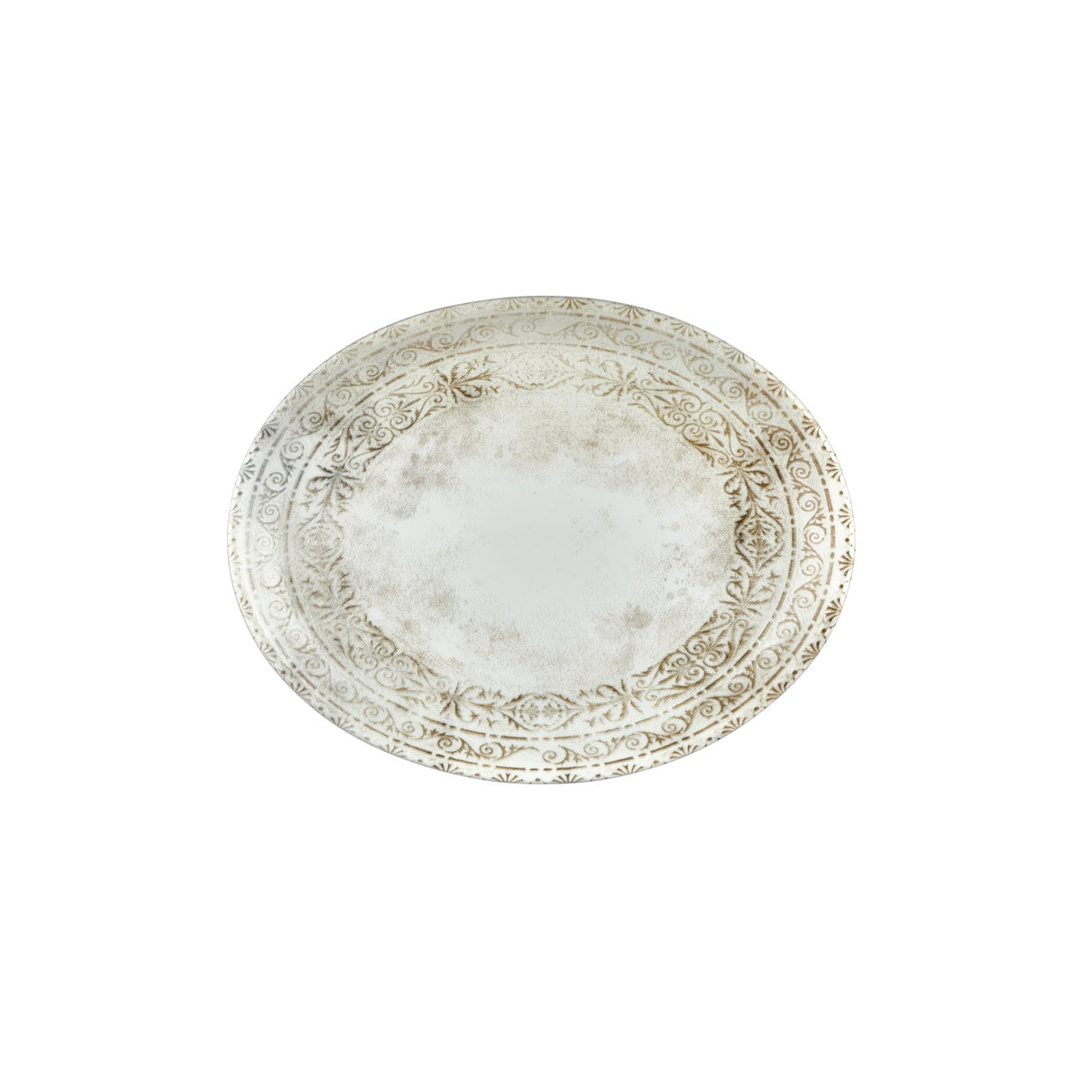 Antico 12.25" x 9.5" x h:1" Oval Brown Vitrified Platter (1 each)