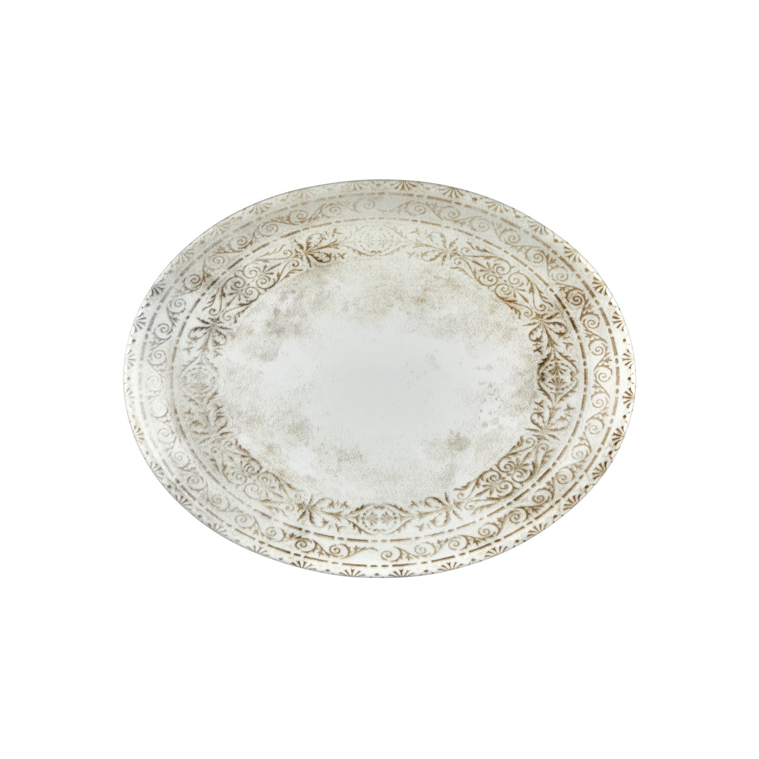 Antico 14.25" x 11" x h:1.25" Oval Brown Vitrified Platter (1 each)