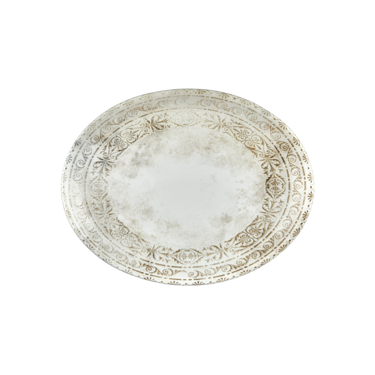 Antico 14.25" x 11" x h:1.25" Oval Brown Vitrified Platter (1 each)