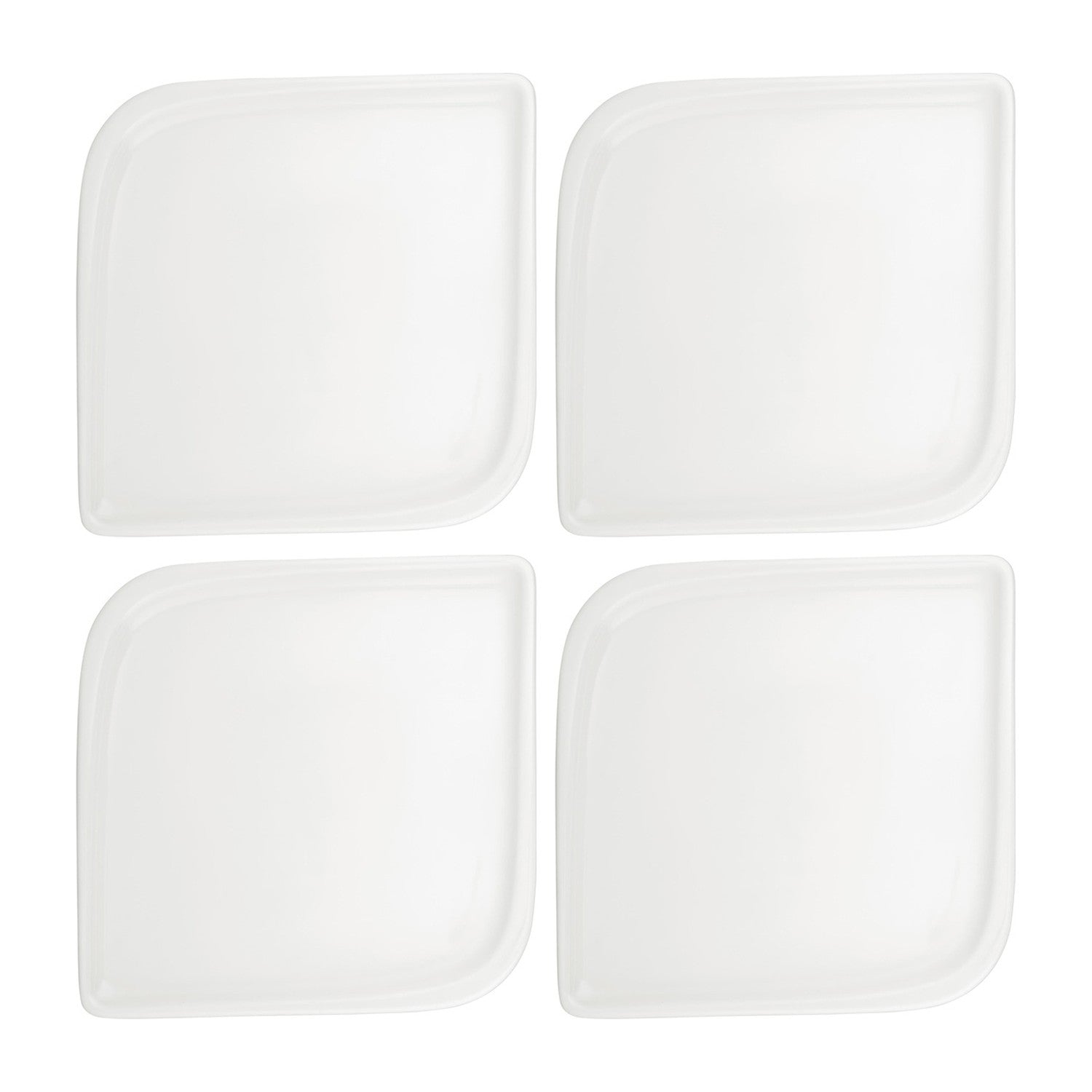 Gourmet 7.5" x 7.5" Square Warm White Vitrified Plate (Set of 4)