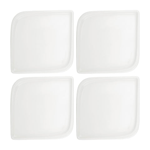 Gourmet 7.5" x 7.5" Square Warm White Vitrified Plate (Set of 4)