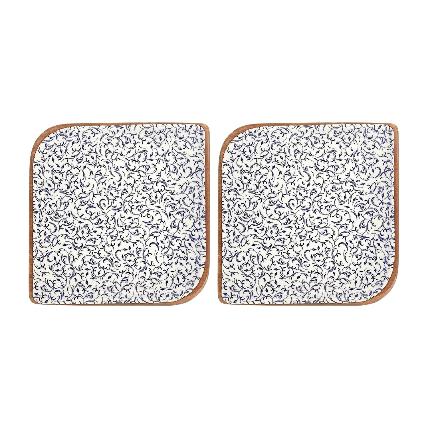 Edera 7.5" x 7.5" Square Blue Vitrified Plate (Set of 2)