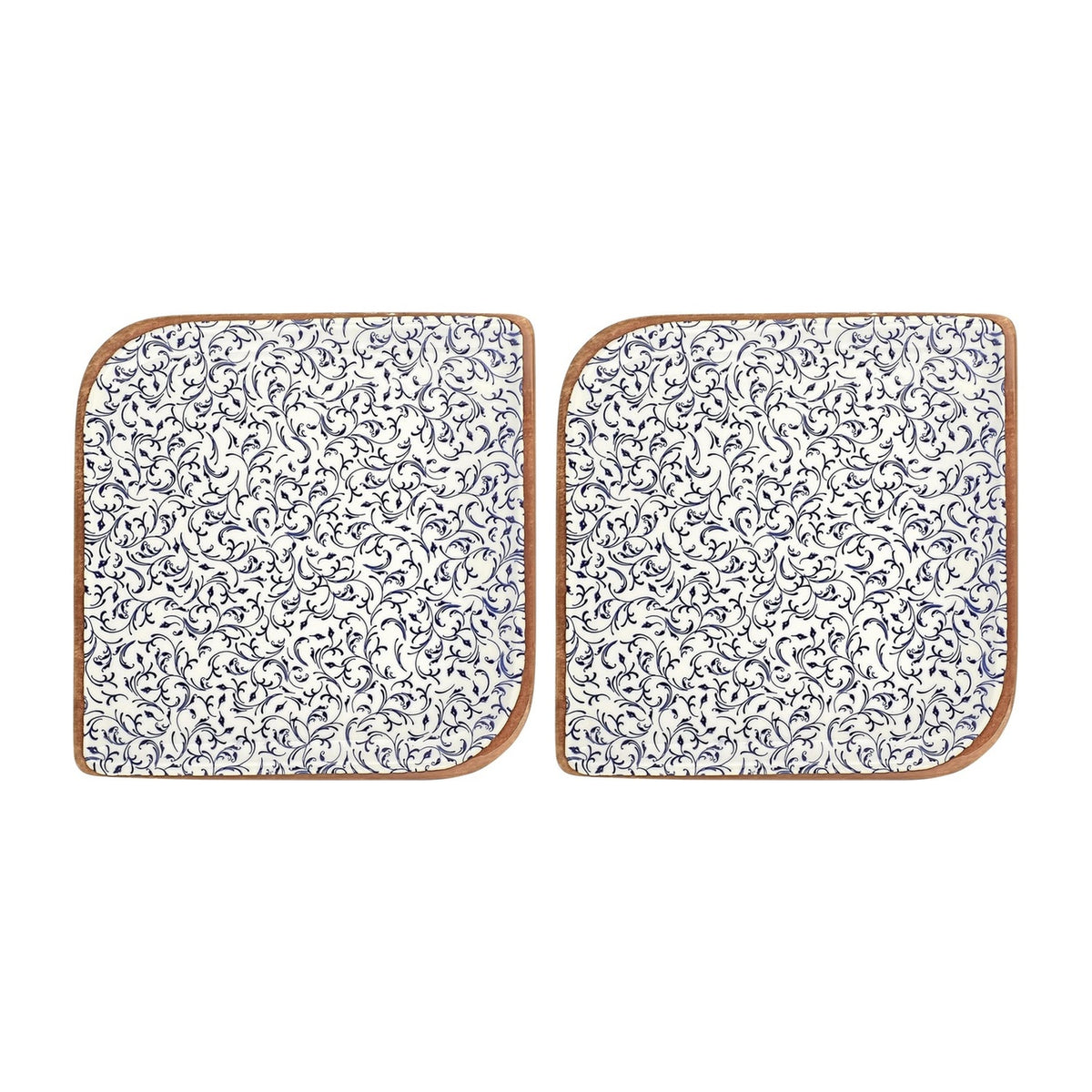 Edera 7.5" x 7.5" Square Blue Vitrified Plate (Set of 2)
