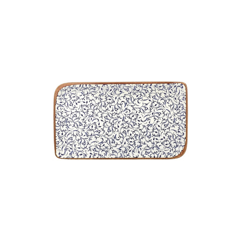 Edera 11.75" x 7" x h:0" Rectangular Blue Vitrified Platter (Set of 6)