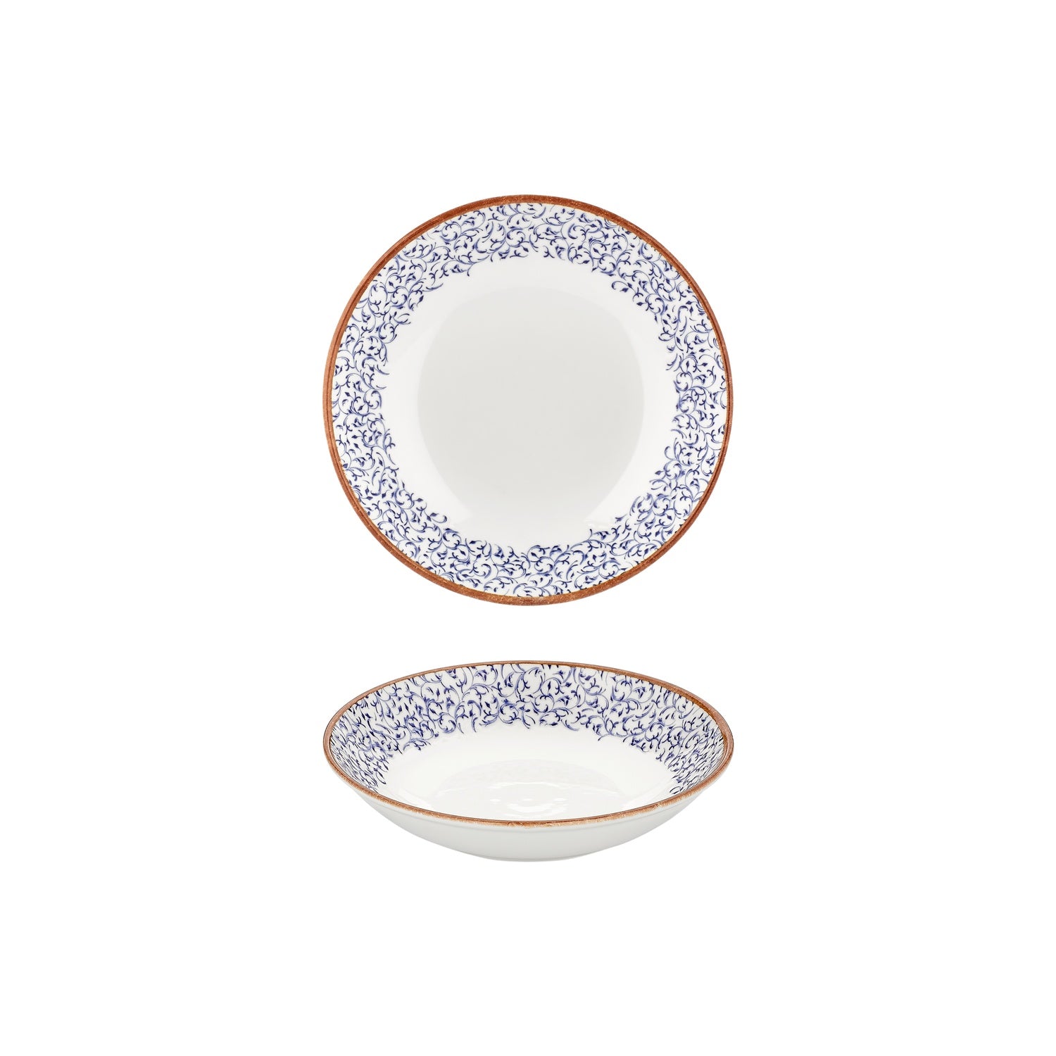 Edera dia.8.25" h:1.25" 27 oz. Round Blue Vitrified Deep Plate (Set of 6)