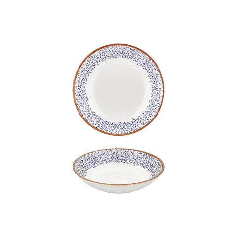 Edera dia.8.25" h:1.25" 27 oz. Round Blue Vitrified Deep Plate (Set of 6)