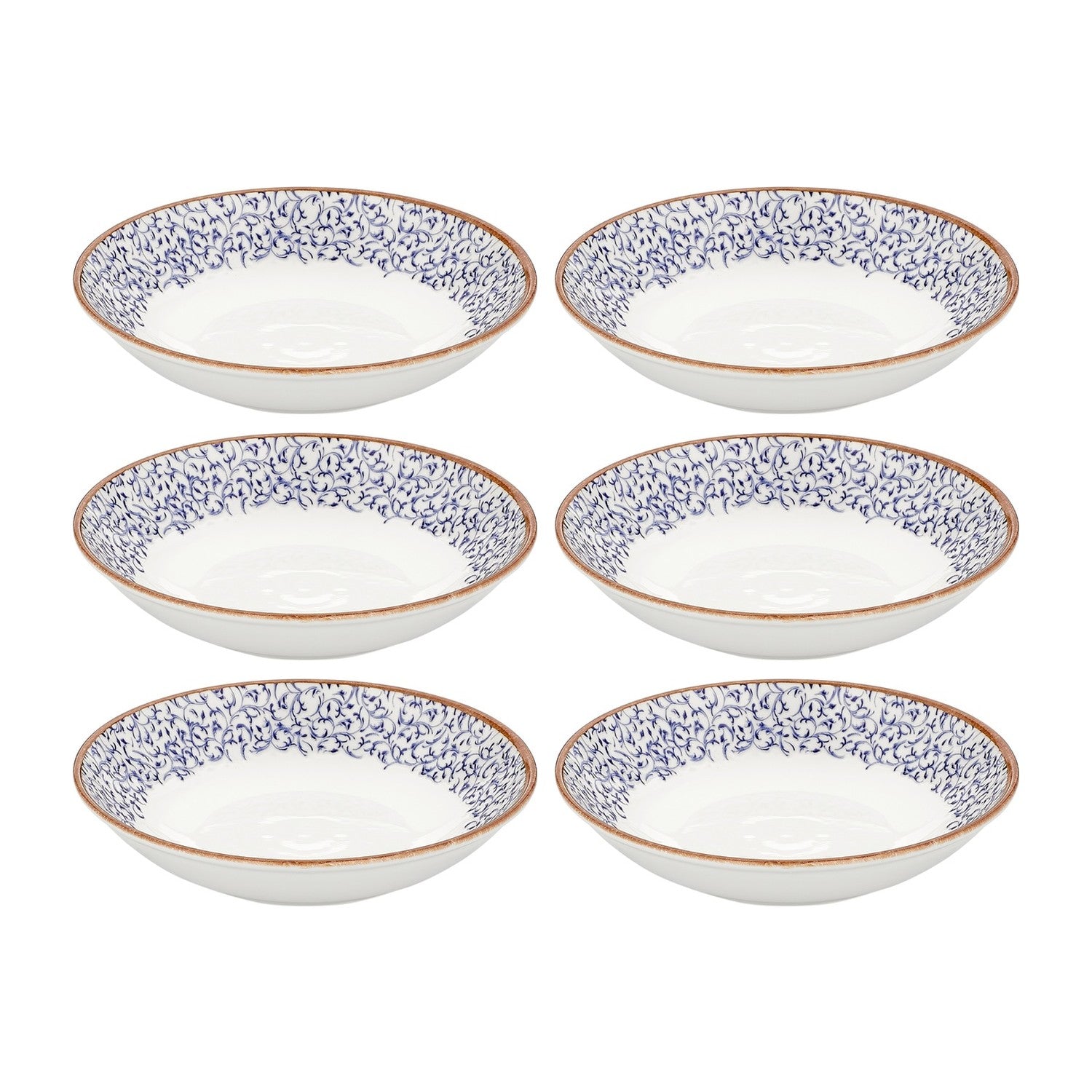 Edera dia.8.25" h:1.25" 27 oz. Round Blue Vitrified Deep Plate (Set of 6)