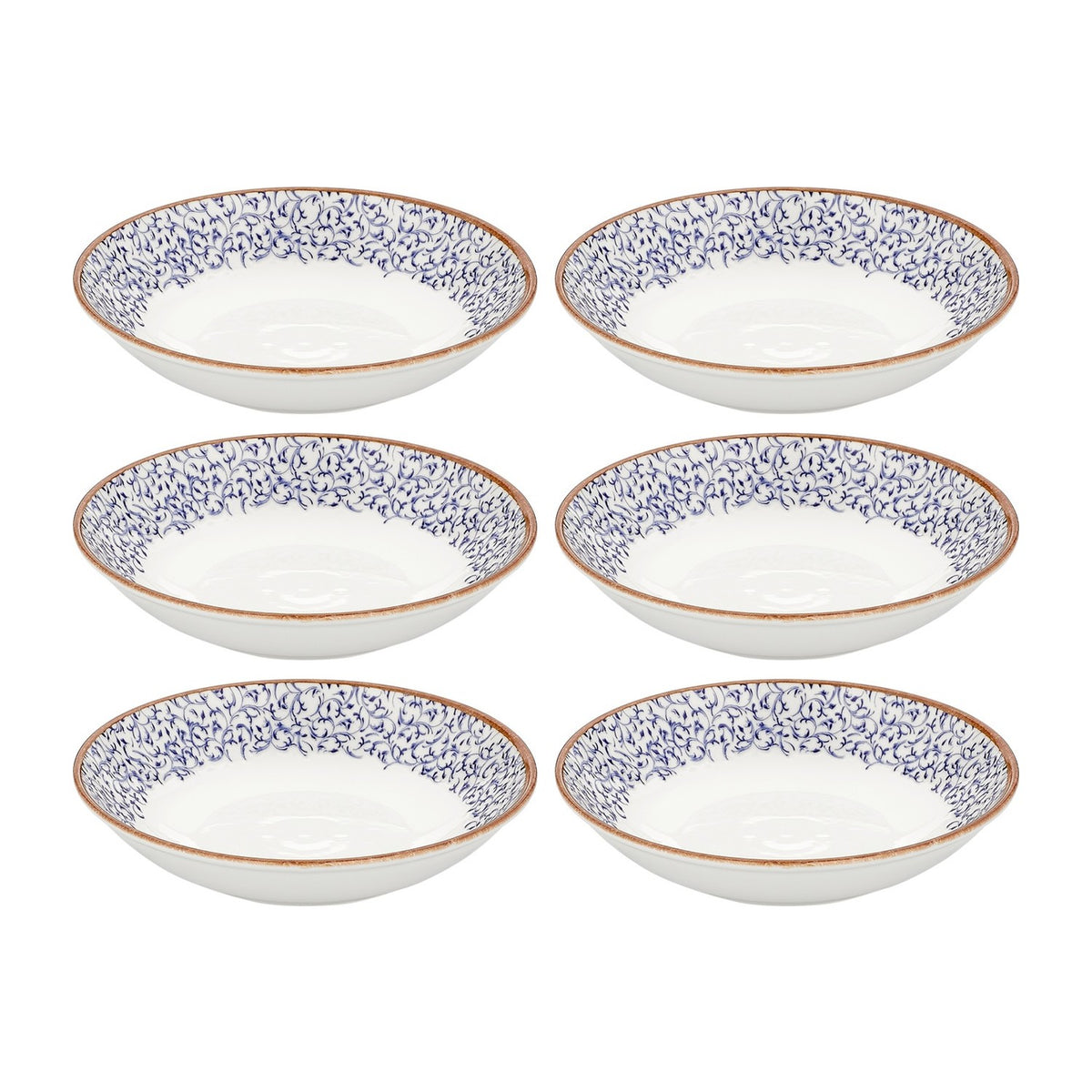 Edera dia.8.25" h:1.25" 27 oz. Round Blue Vitrified Deep Plate (Set of 6)