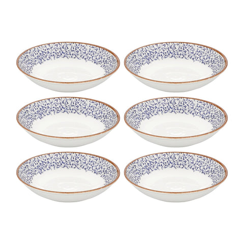 Edera dia.8.25" h:1.25" 27 oz. Round Blue Vitrified Deep Plate (Set of 6)