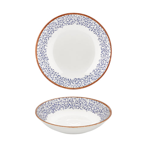 Edera dia.11" h:0" 57 oz. Round Blue Vitrified Deep Plate (Set of 6)
