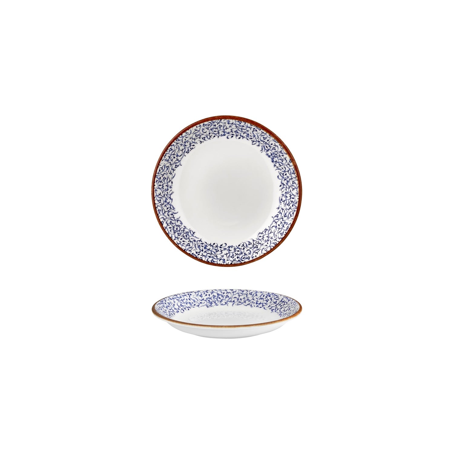 Edera dia.4.25" h:1" 3 oz. Round Blue Vitrified Deep Plate (Set of 4)