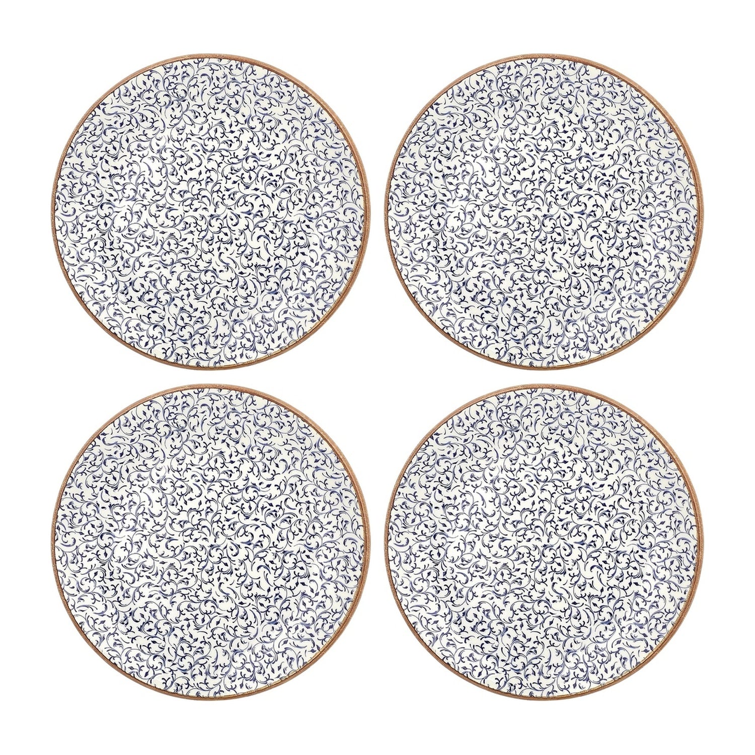 Edera dia.6.75" Round Blue Vitrified Plate (Set of 4)