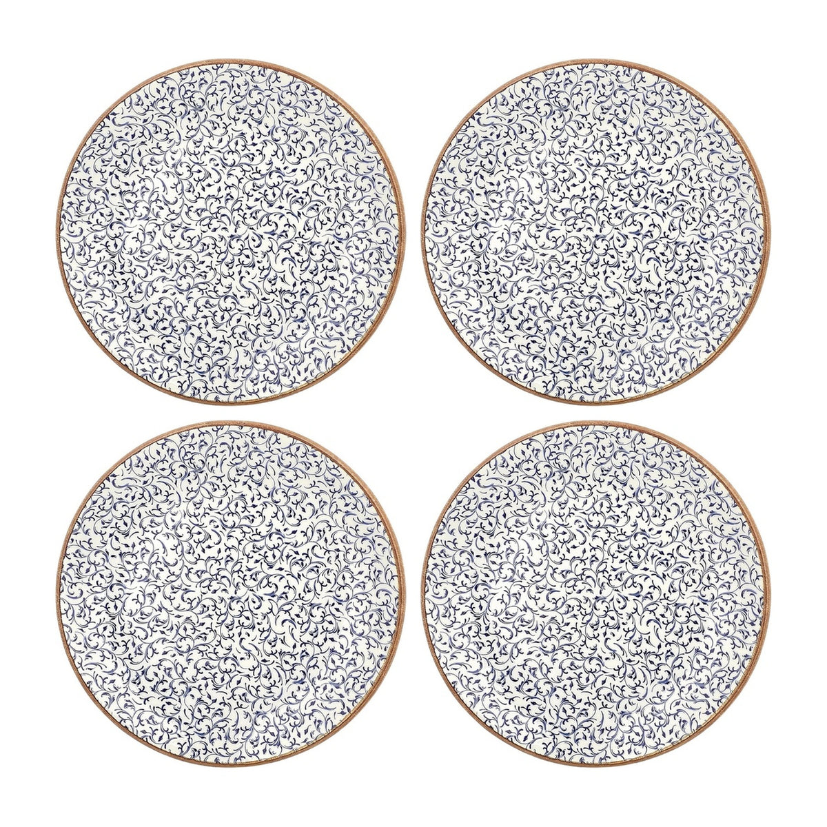 Edera dia.6.75" Round Blue Vitrified Plate (Set of 4)