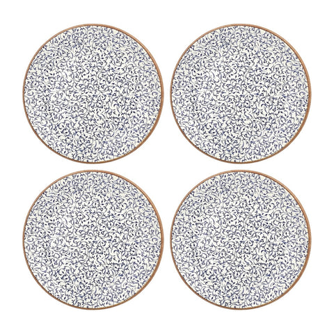 Edera dia.6.75" Round Blue Vitrified Plate (Set of 4)