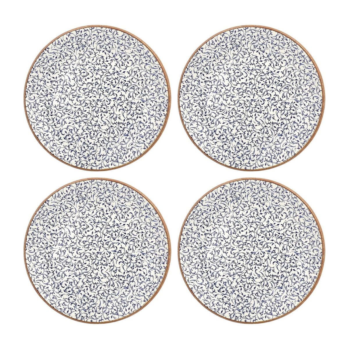 Edera dia.8.25" Round Blue Vitrified Plate (Set of 4)
