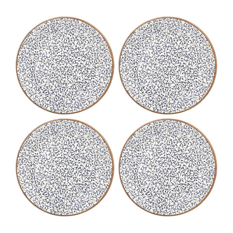 Edera dia.8.25" Round Blue Vitrified Plate (Set of 4)