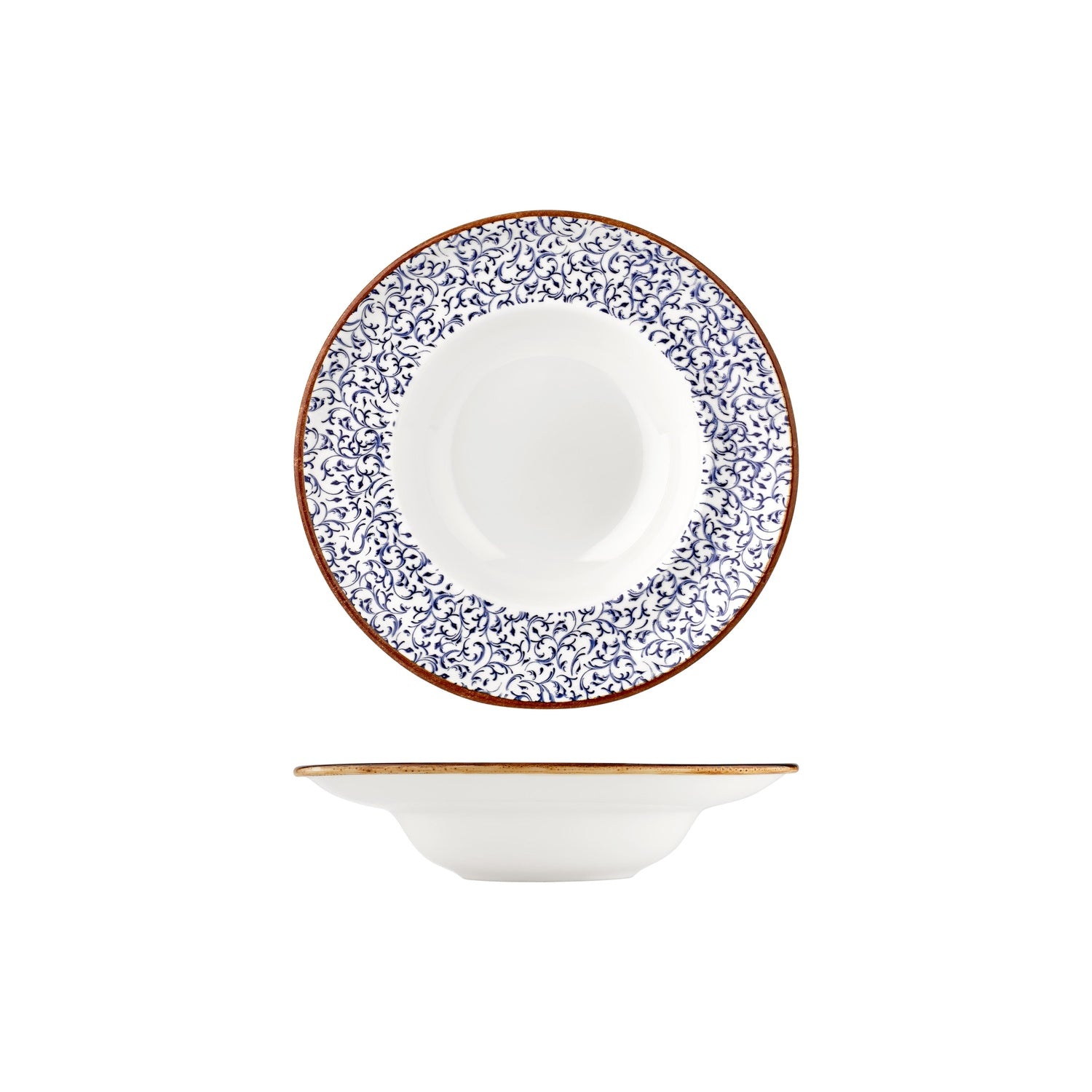 Edera dia.9.75" h:2.25" 14 oz. Round Blue Vitrified Deep Plate (Set of 6)