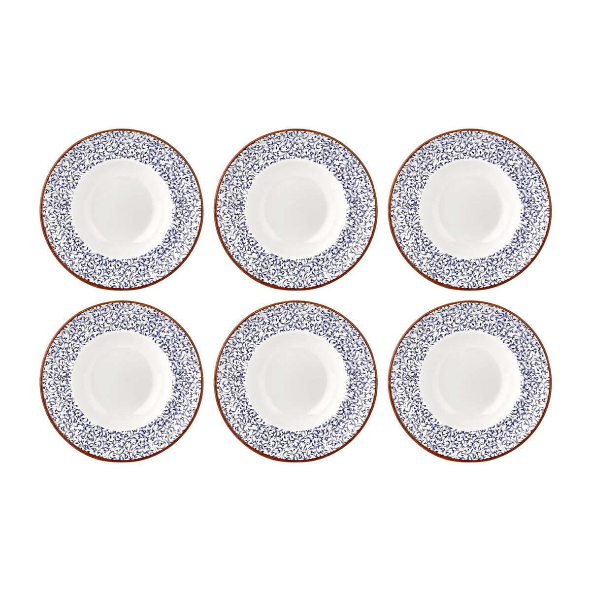 Edera dia.9.75" h:2.25" 14 oz. Round Blue Vitrified Deep Plate (Set of 6)