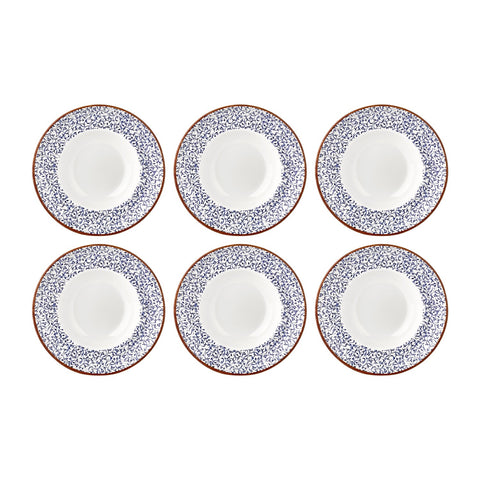 Edera dia.9.75" h:2.25" 14 oz. Round Blue Vitrified Deep Plate (Set of 6)