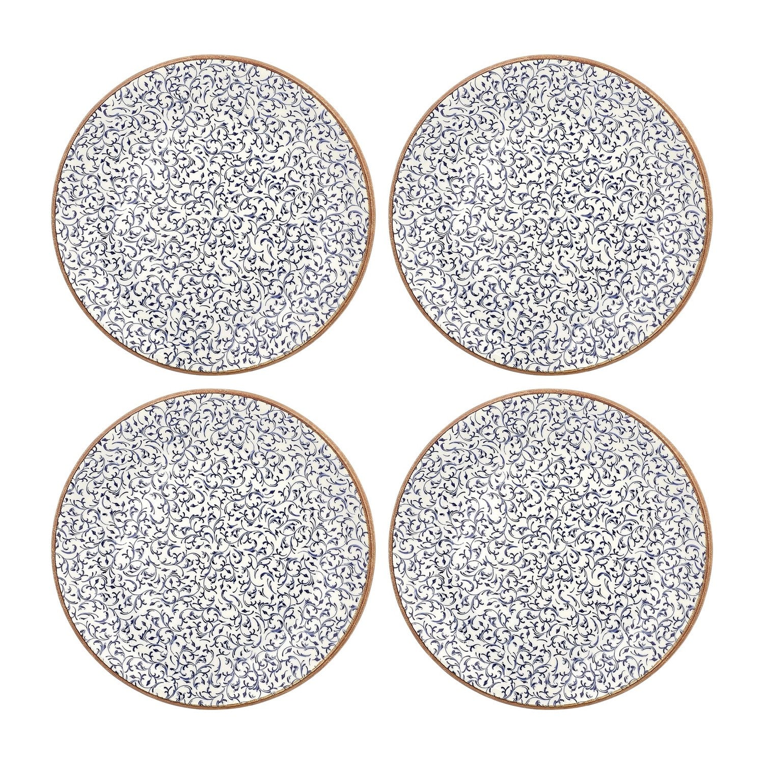 Edera dia.9.75" Round Blue Vitrified Plate (Set of 4)