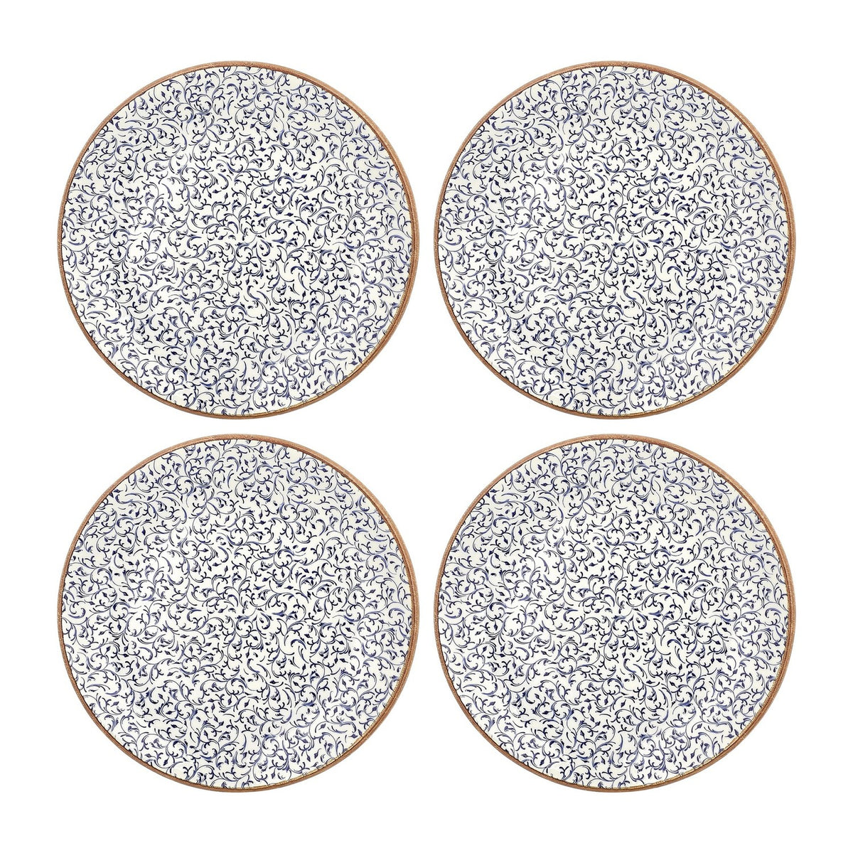 Edera dia.9.75" Round Blue Vitrified Plate (Set of 4)