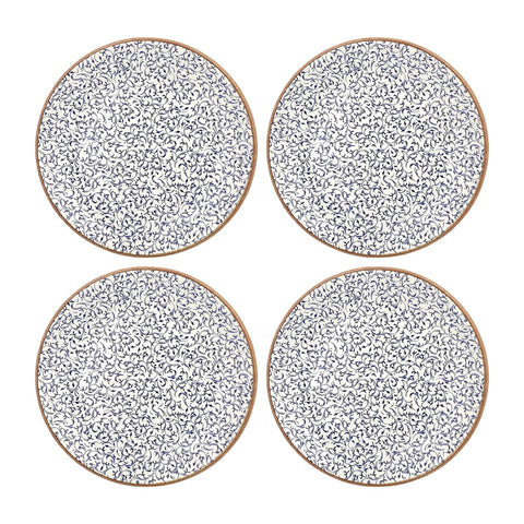 Edera dia.9.75" Round Blue Vitrified Plate (Set of 4)