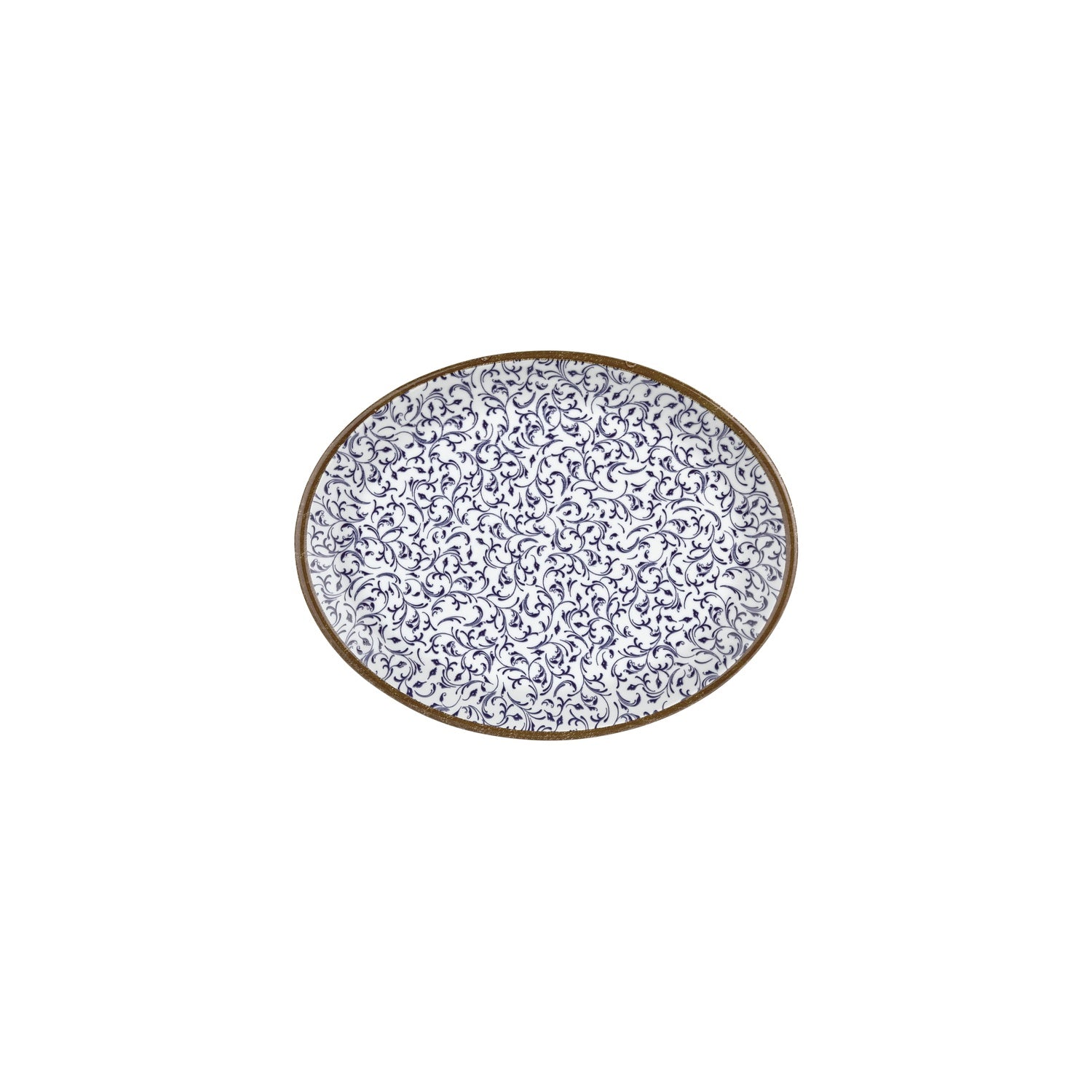 Edera 9.75" x 7.5" x h:1" Oval Blue Vitrified Platter (Set of 4)