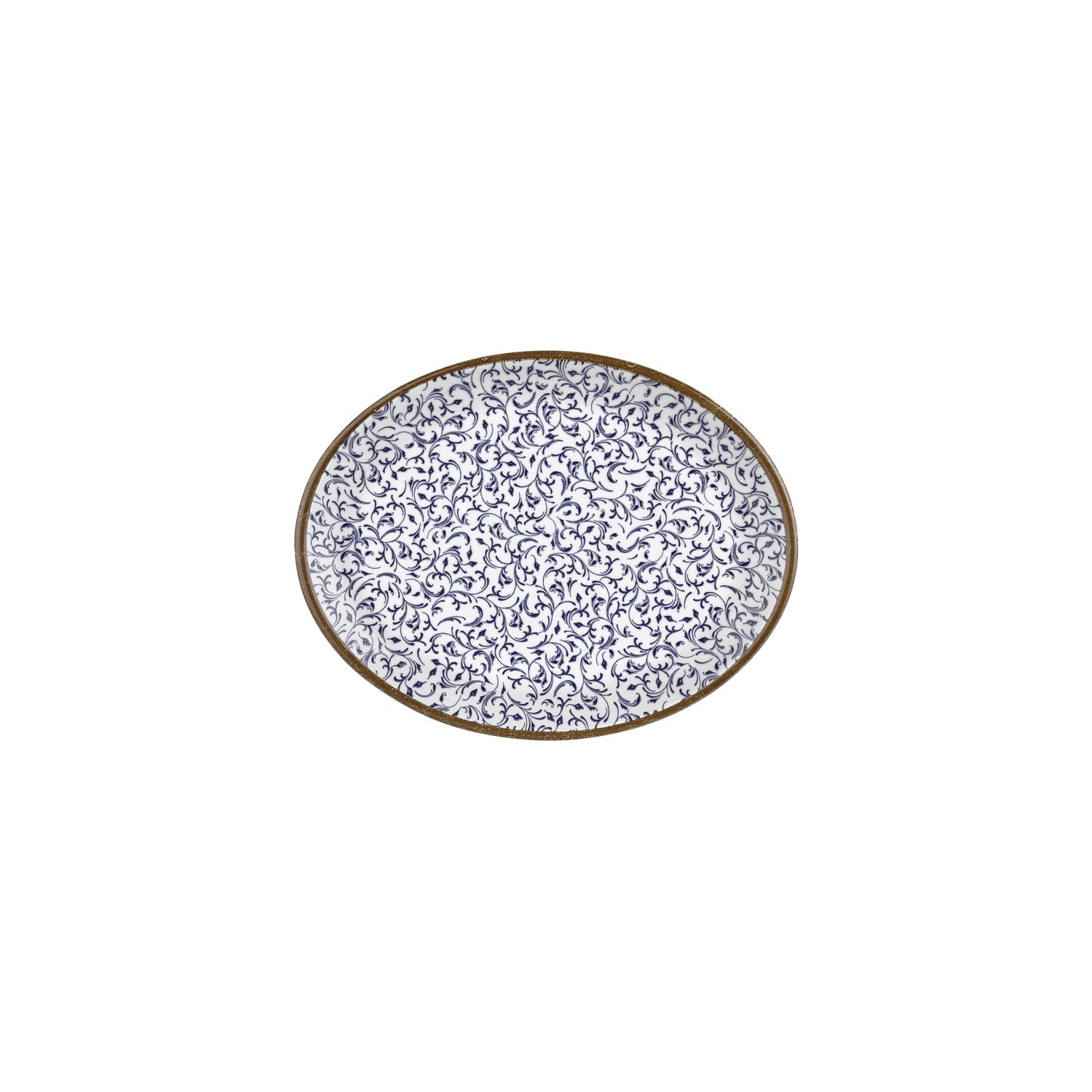 Edera 9.75" x 7.5" x h:1" Oval Blue Vitrified Platter (Set of 4)