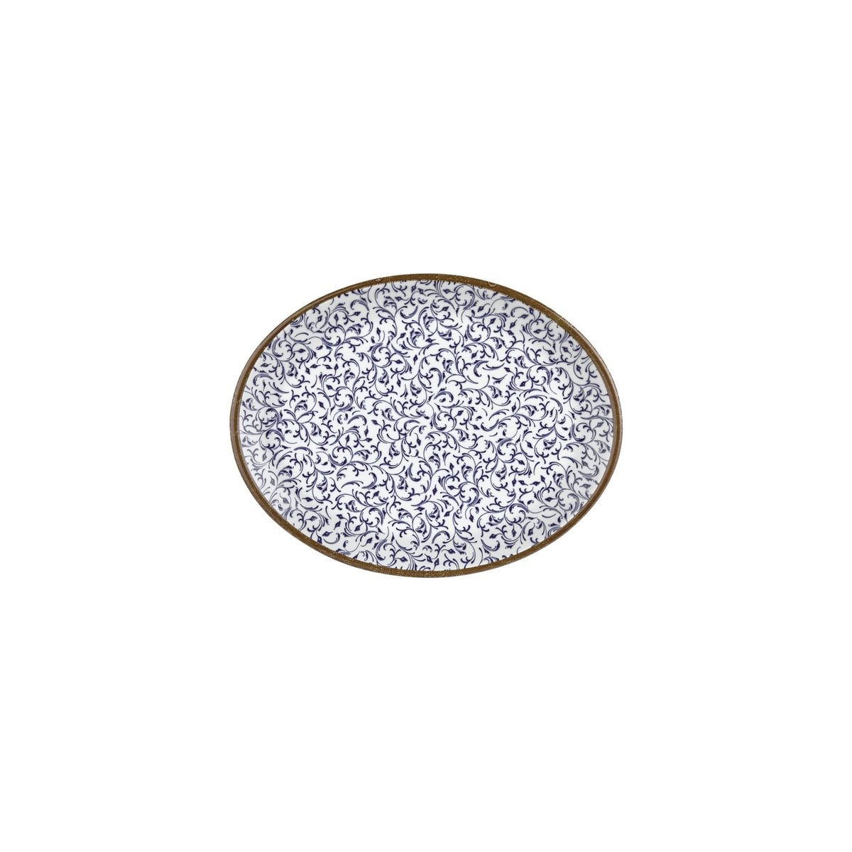 Edera 9.75" x 7.5" x h:1" Oval Blue Vitrified Platter (Set of 4)