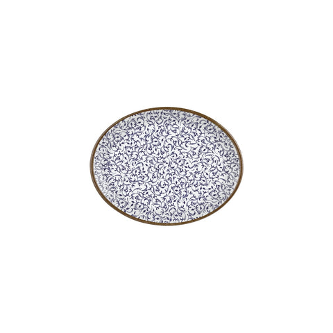 Edera 9.75" x 7.5" x h:1" Oval Blue Vitrified Platter (Set of 4)
