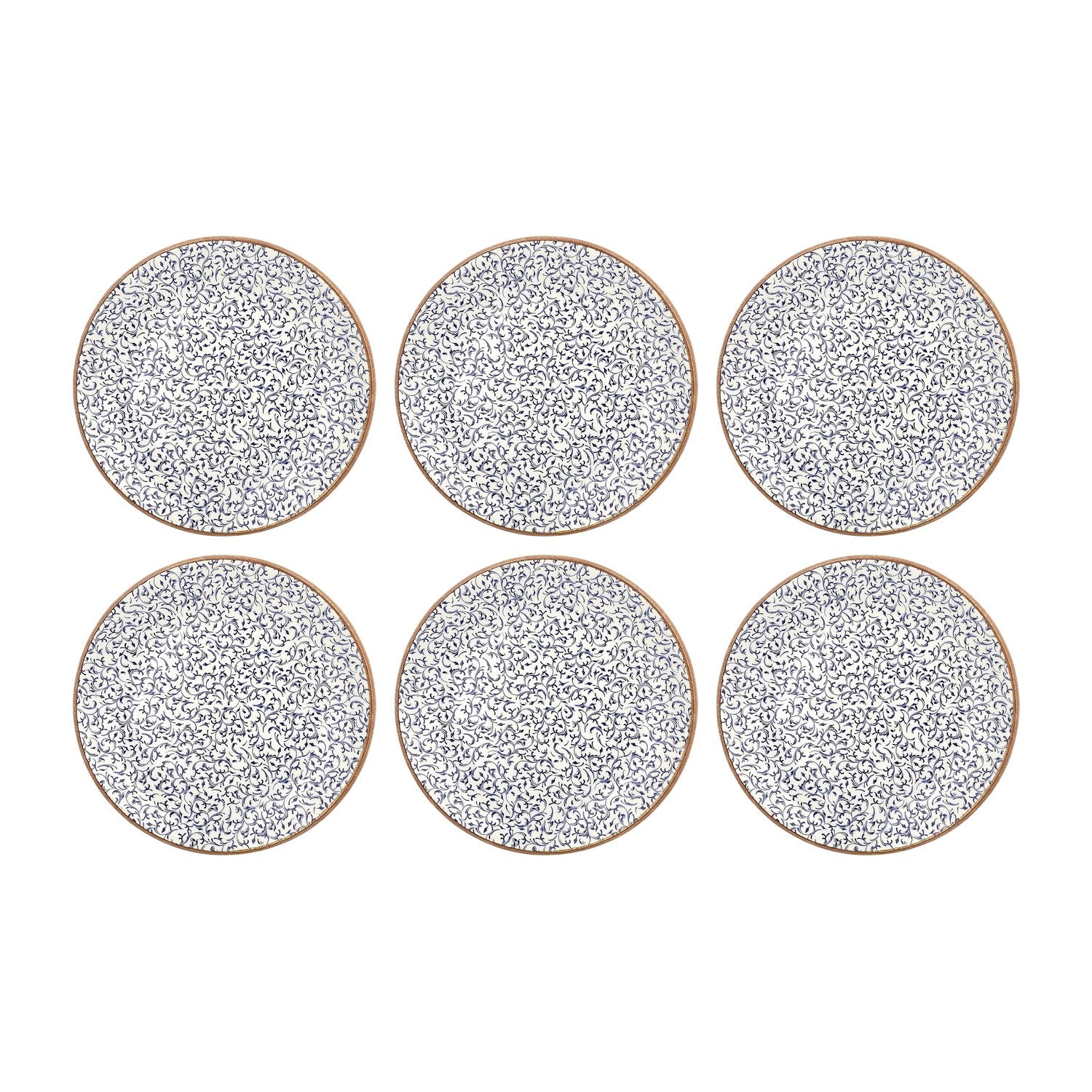 Edera dia.11.75" Round Blue Vitrified Plate (Set of 6)