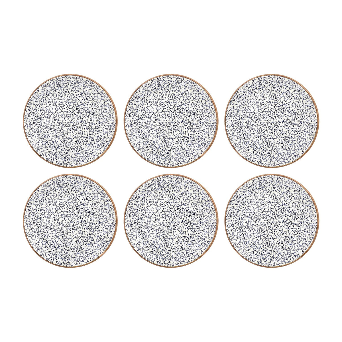 Edera dia.11.75" Round Blue Vitrified Plate (Set of 6)