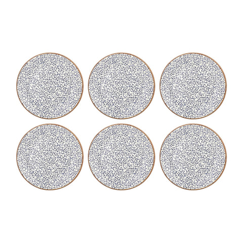 Edera dia.11.75" Round Blue Vitrified Plate (Set of 6)