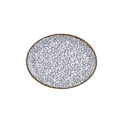 Edera 12.25" x 9.5" x h:1" Oval Blue Vitrified Platter (1 each)