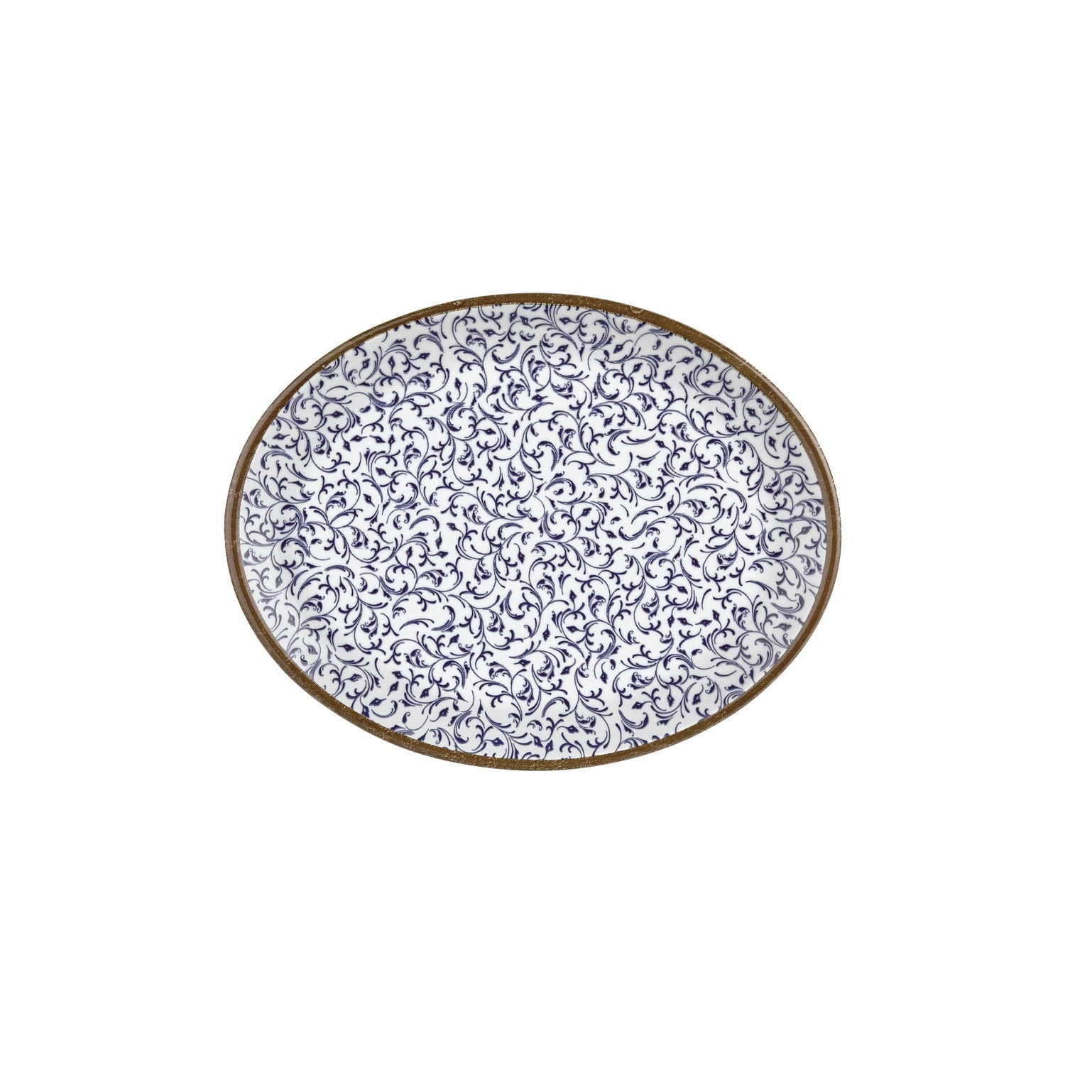 Edera 12.25" x 9.5" x h:1" Oval Blue Vitrified Platter (1 each)