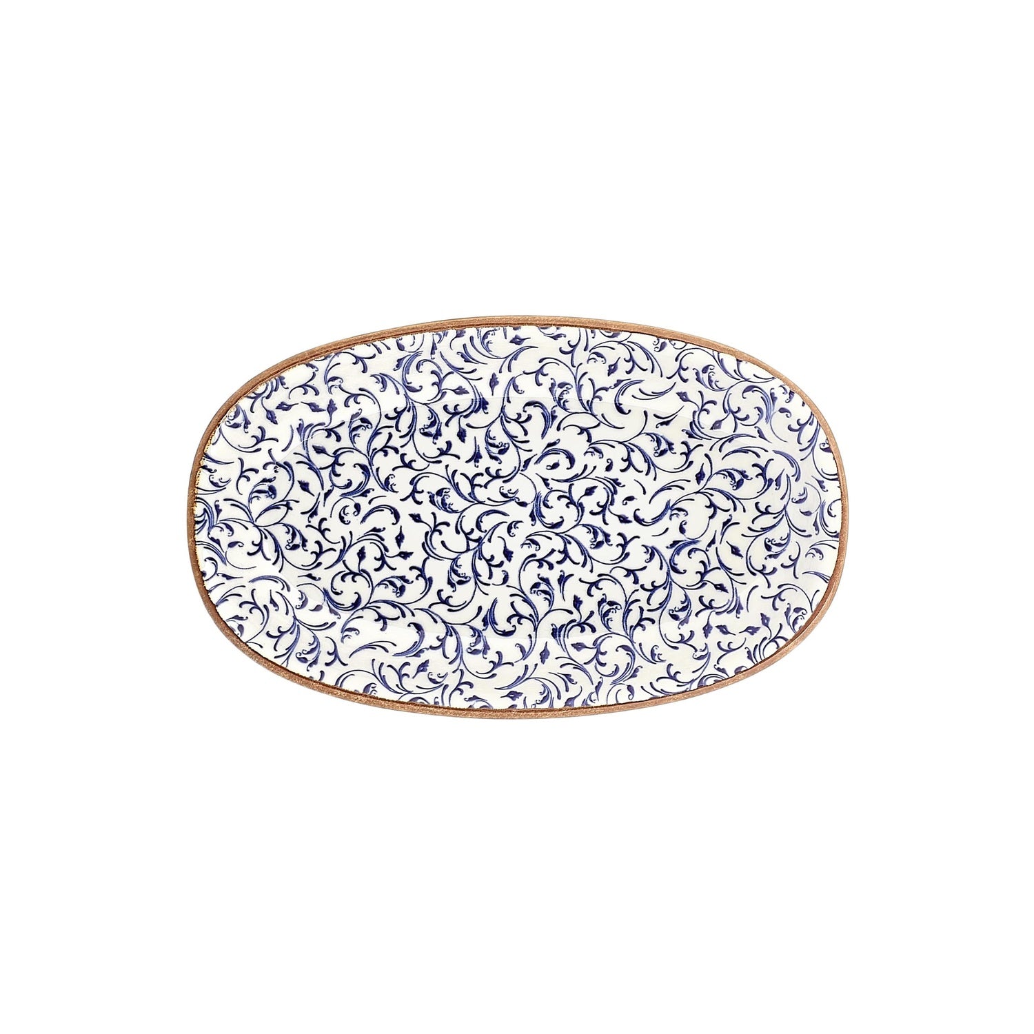 Edera 13.5" x 8" x h:0" Oval Blue Vitrified Platter (1 each)